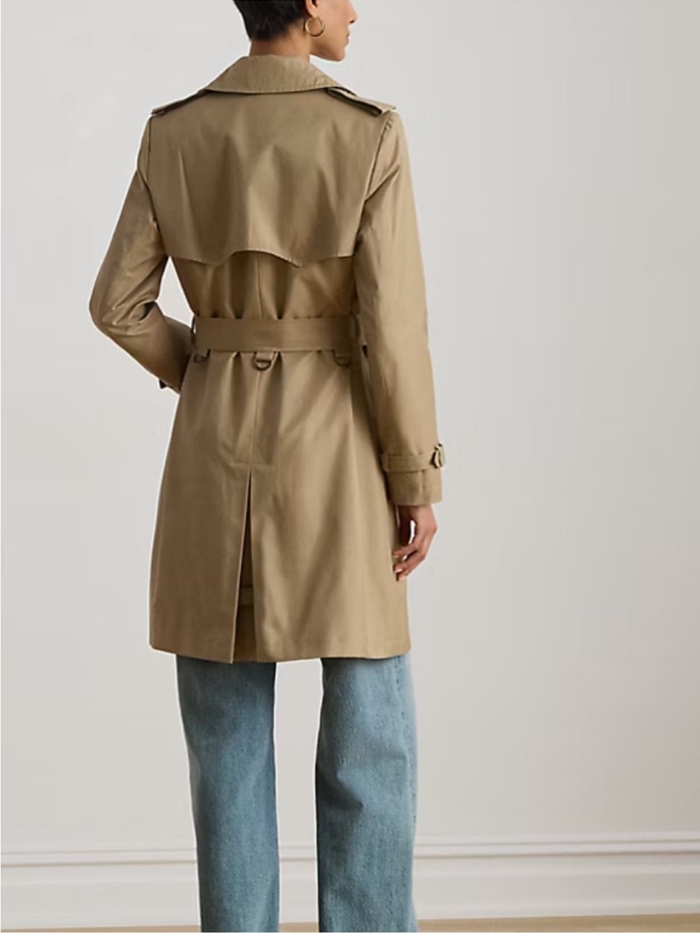 Lauren Ralph Lauren Double-Breasted Cotton-Blend Trench Coat, Sand, S - Picture 15 of 16